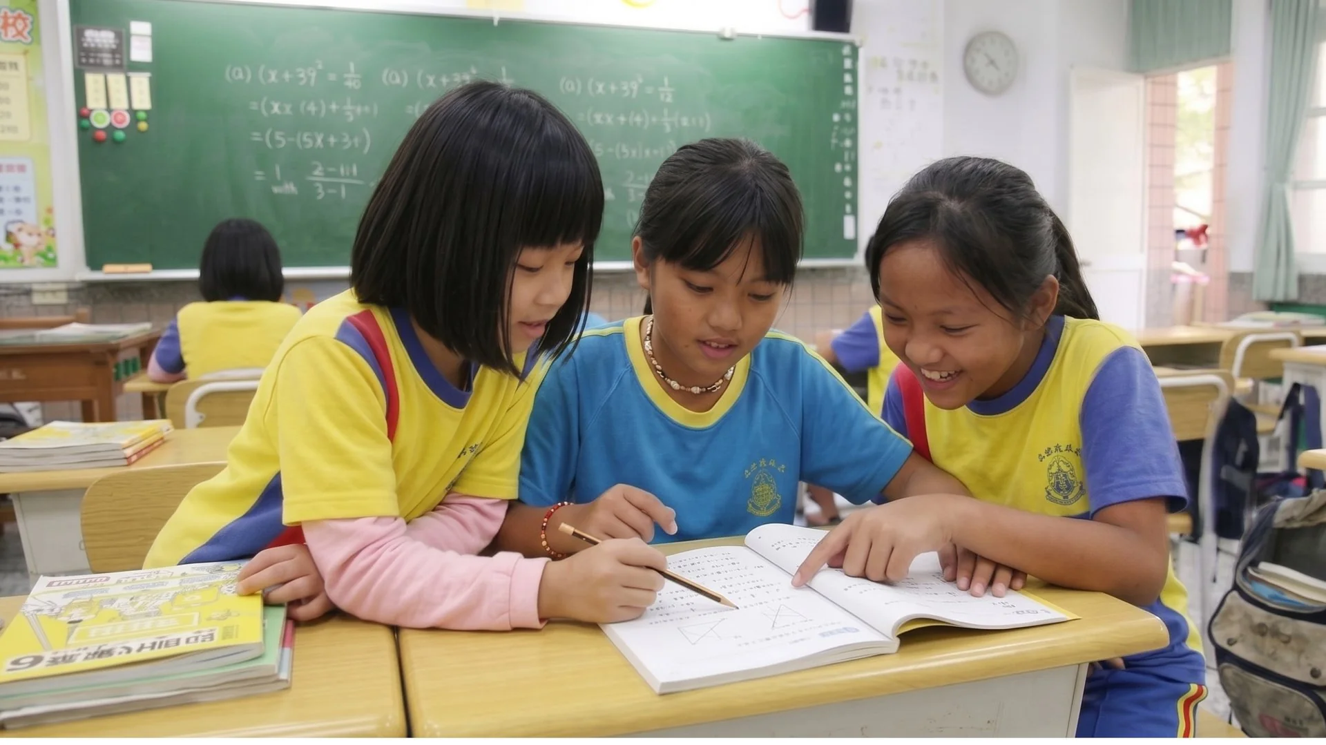 Happy students learning